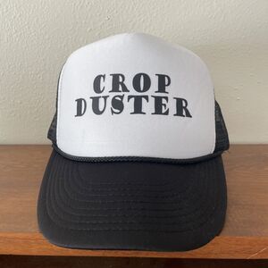 CROP DUSTER Snap Back Hat Cobra Euc Trucker Mesh Cap Black White Fart